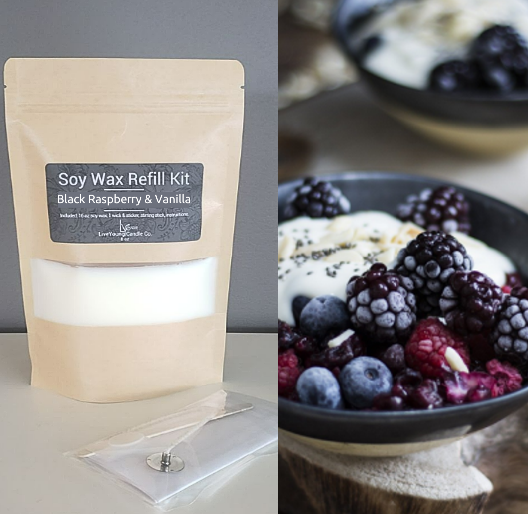 Candle Refill Kit 8oz - Black Raspberry & Vanilla