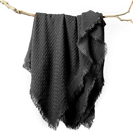 Knitted Black Throw Blanket