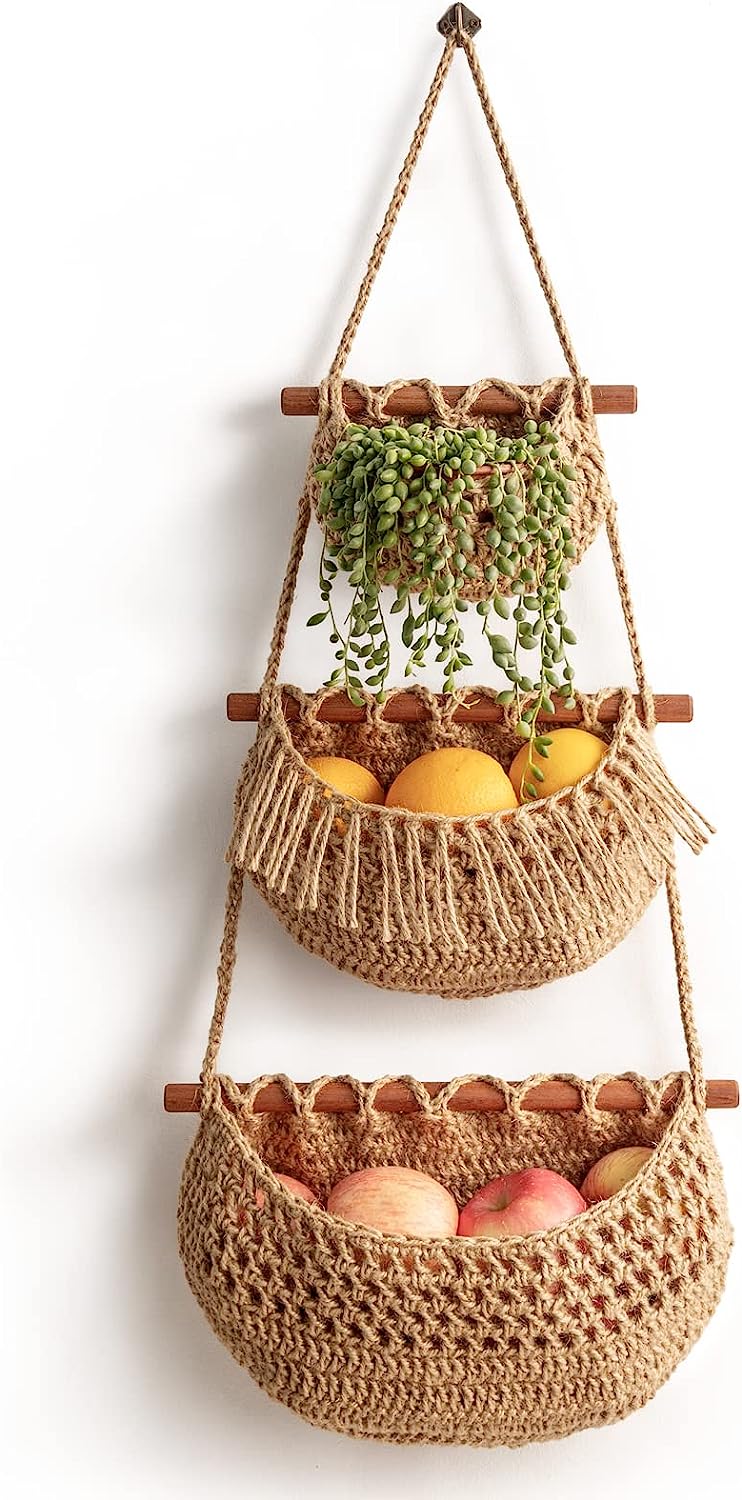 3-Tier Woven Jute wall Baskets