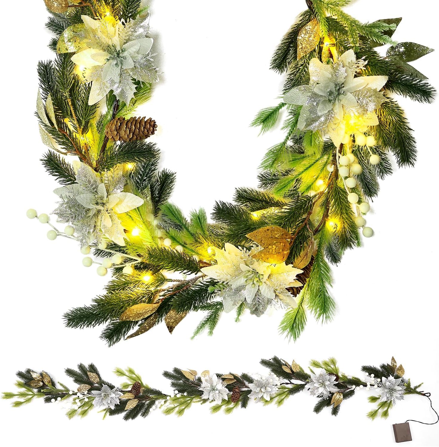 Pre-Lit 9ft Christmas Pine Garland