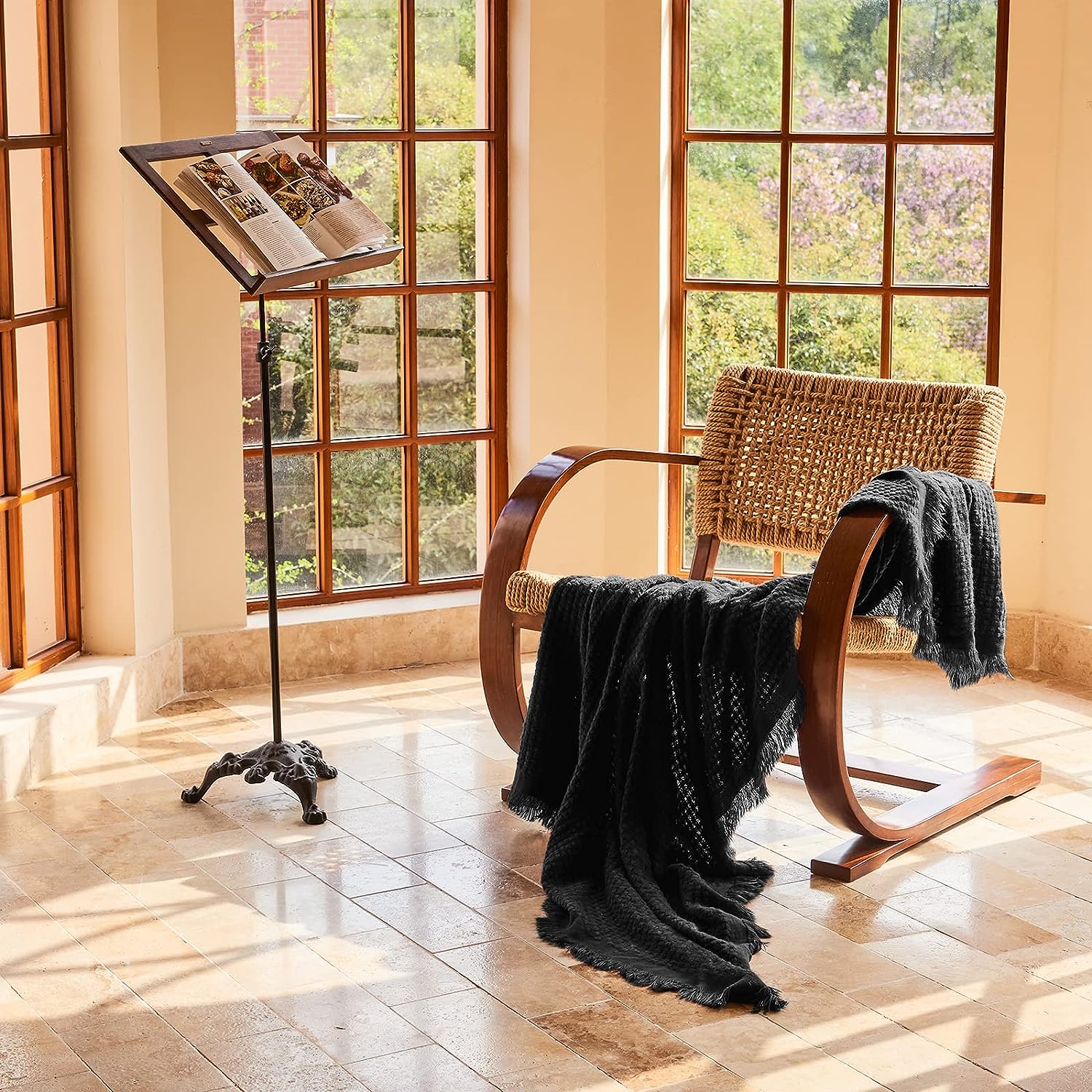 Knitted Black Throw Blanket