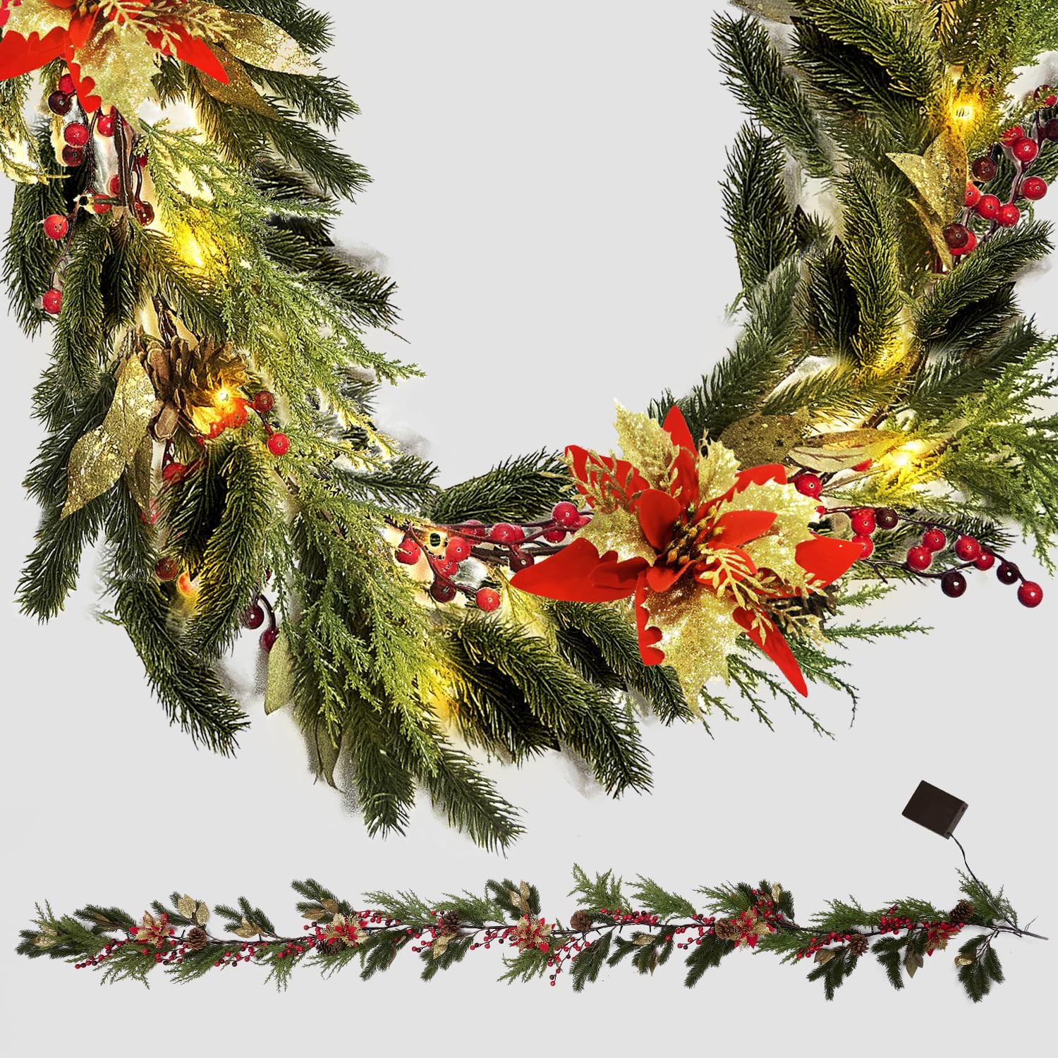 Pre-Lit 9ft Christmas Pine Garland