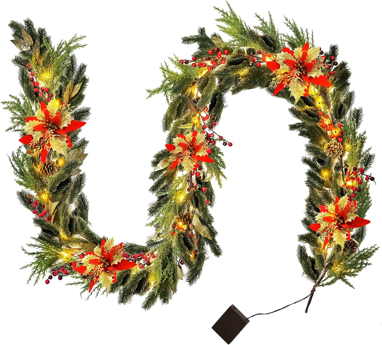 Pre-Lit 9ft Christmas Pine Garland