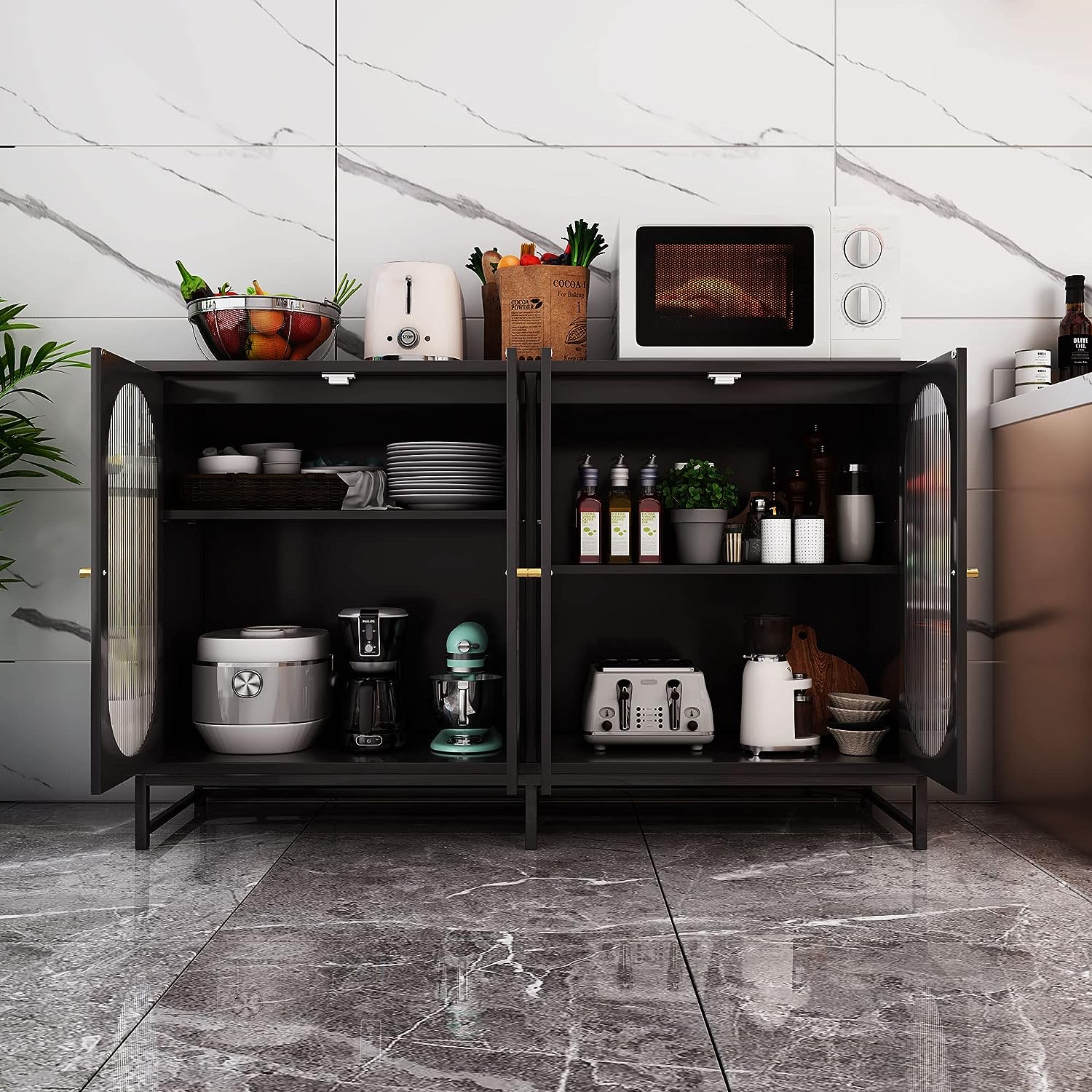 Modern Sideboard W/ Glass Doors