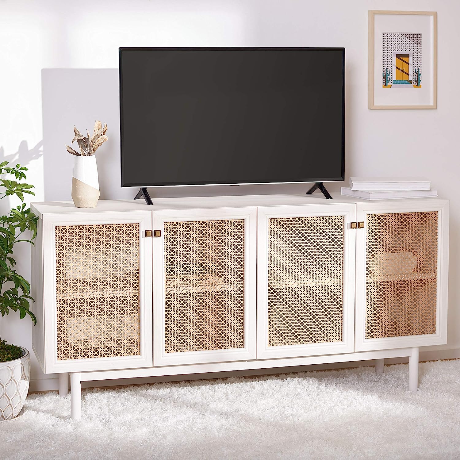 Piran White & Gold Media Console