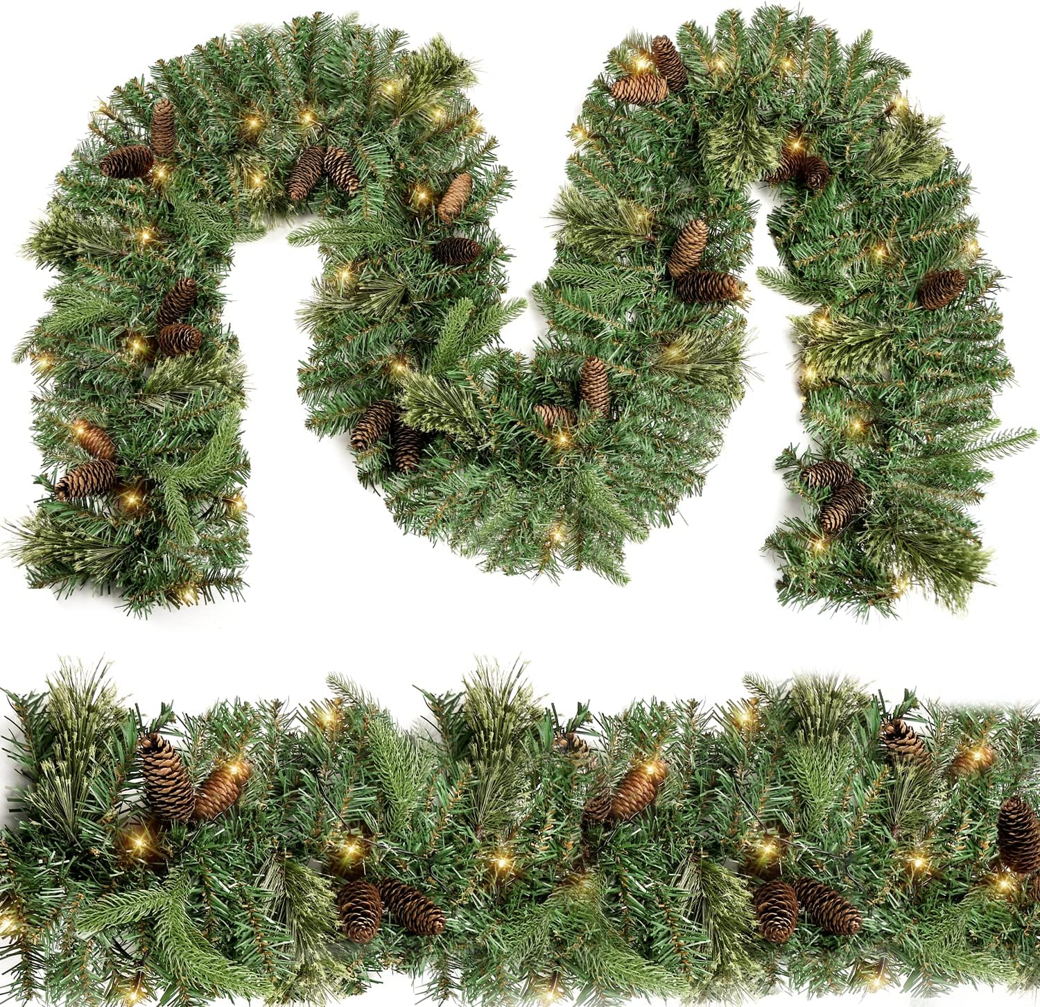 Pre-Lit 9ft Christmas Pine Garland