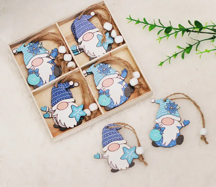 Wooden Christmas Tree Ornament "Gnomes" (Set of 12)