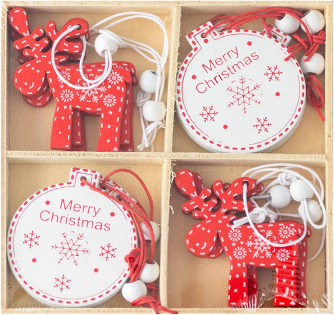 Wooden Christmas Tree Ornament "Reindeer" (Set of 12)