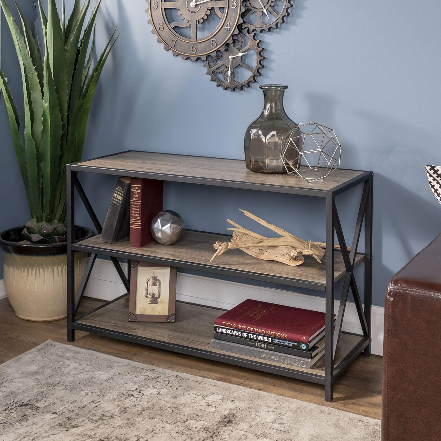 Tall Black/Brown Bookcase