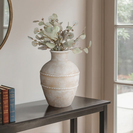 Textured Terracotta Vase - White