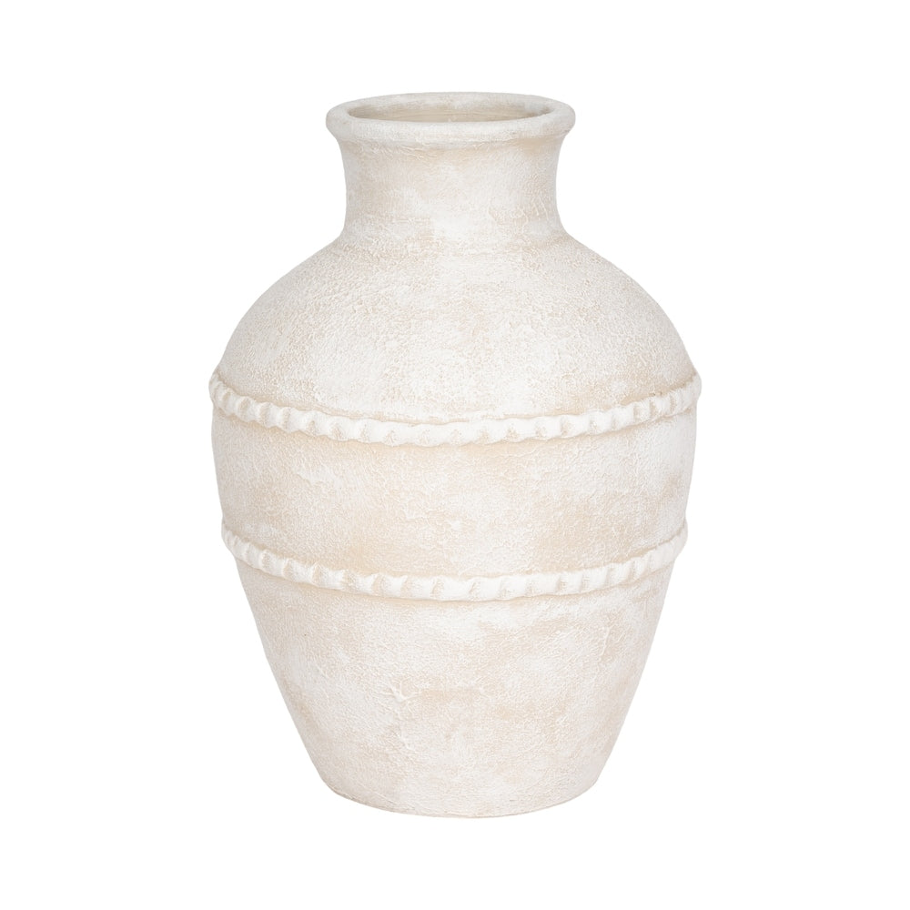 Textured Terracotta Vase - White
