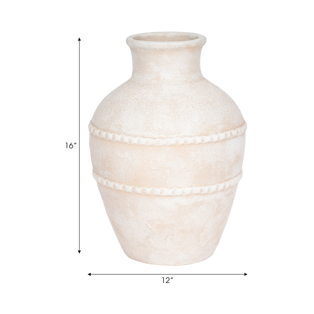 Textured Terracotta Vase - White