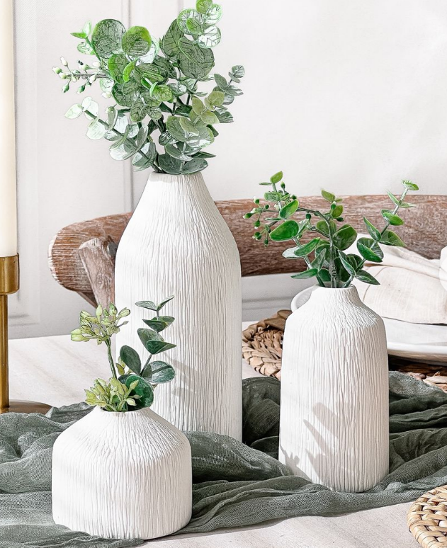 White Ceramic Bud Vase - Set of 3