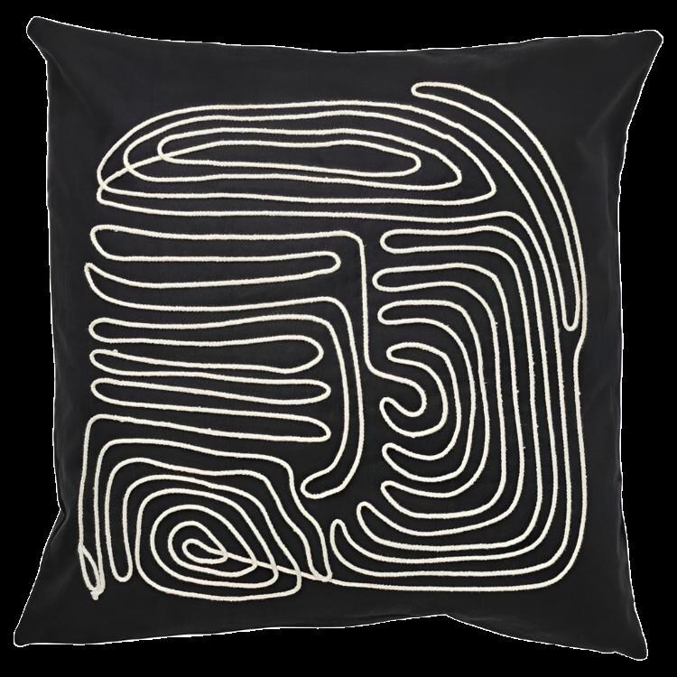 Black White Labyrinth Cushion