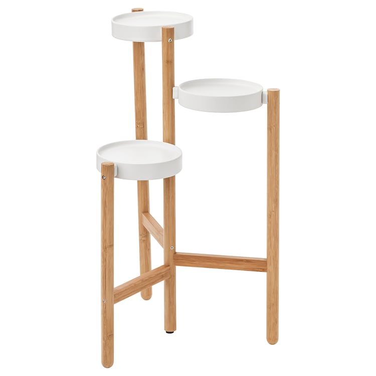 Bamboo White Plant Stand