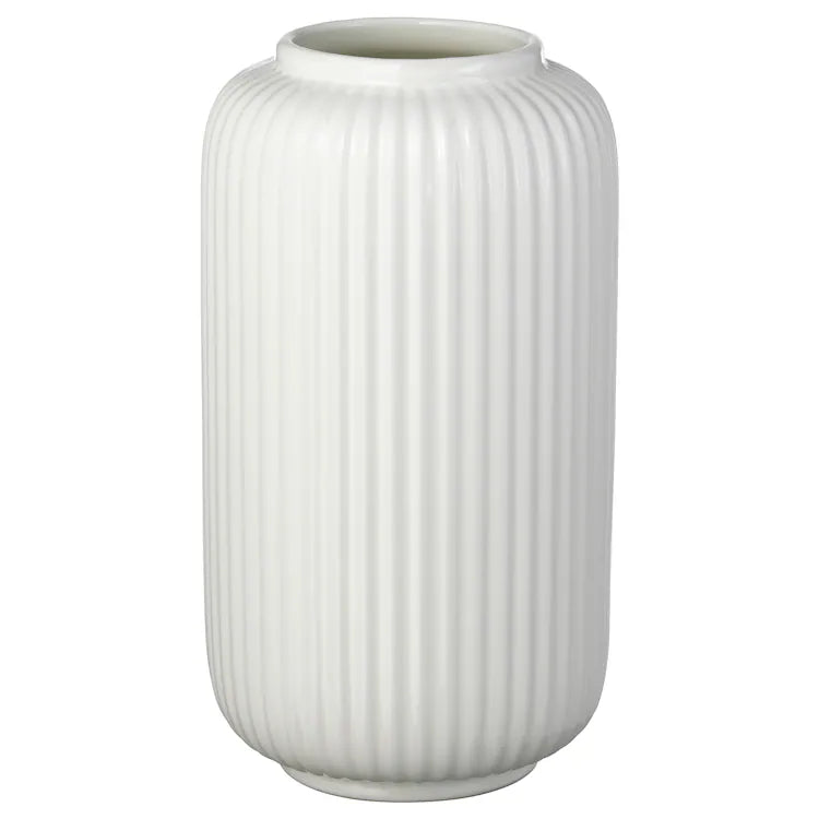White Ribbed Vase
