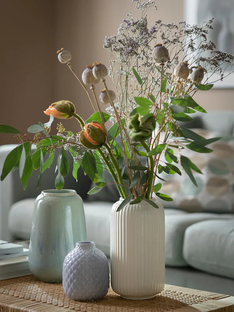 White Ribbed Vase