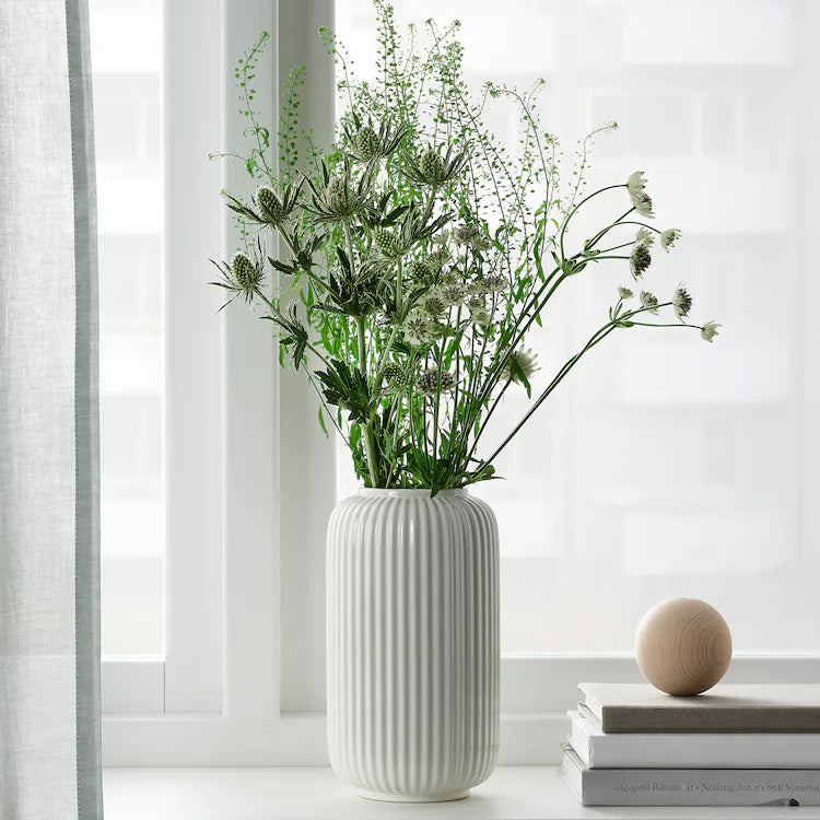 White Ribbed Vase