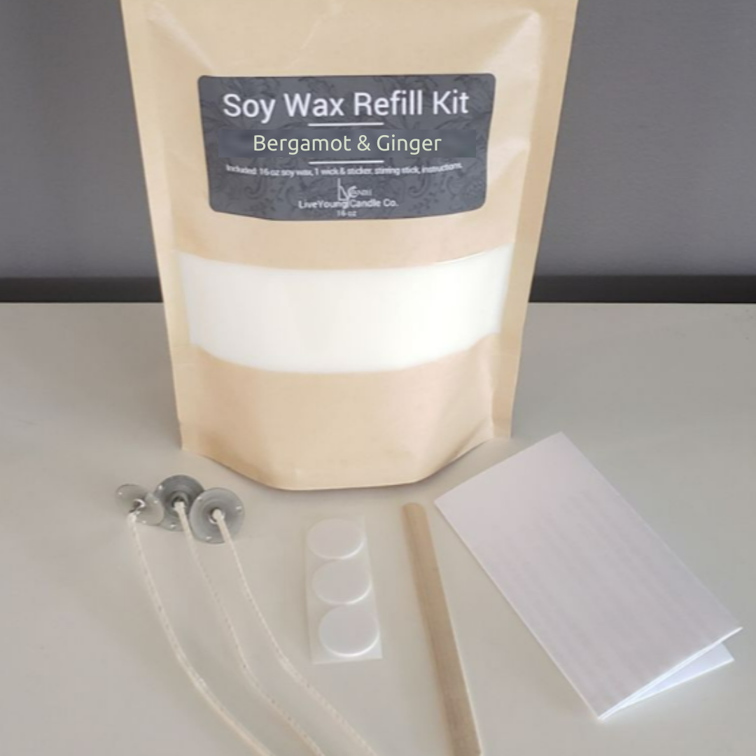 Candle Refill Kit 16 oz - Bergamot & Ginger