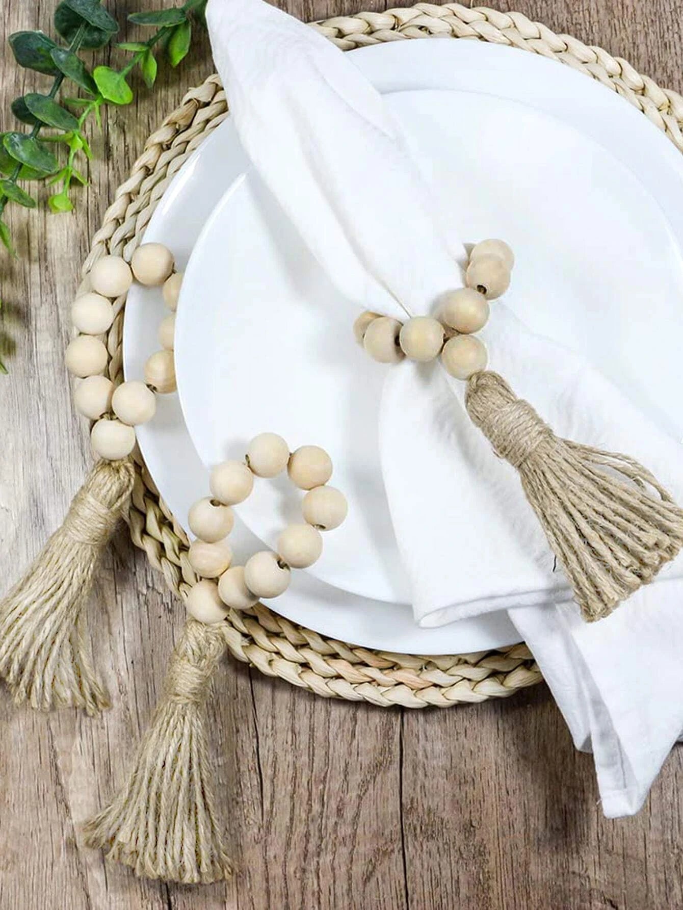 Bead & Tassel Napkin Rings - set of 6