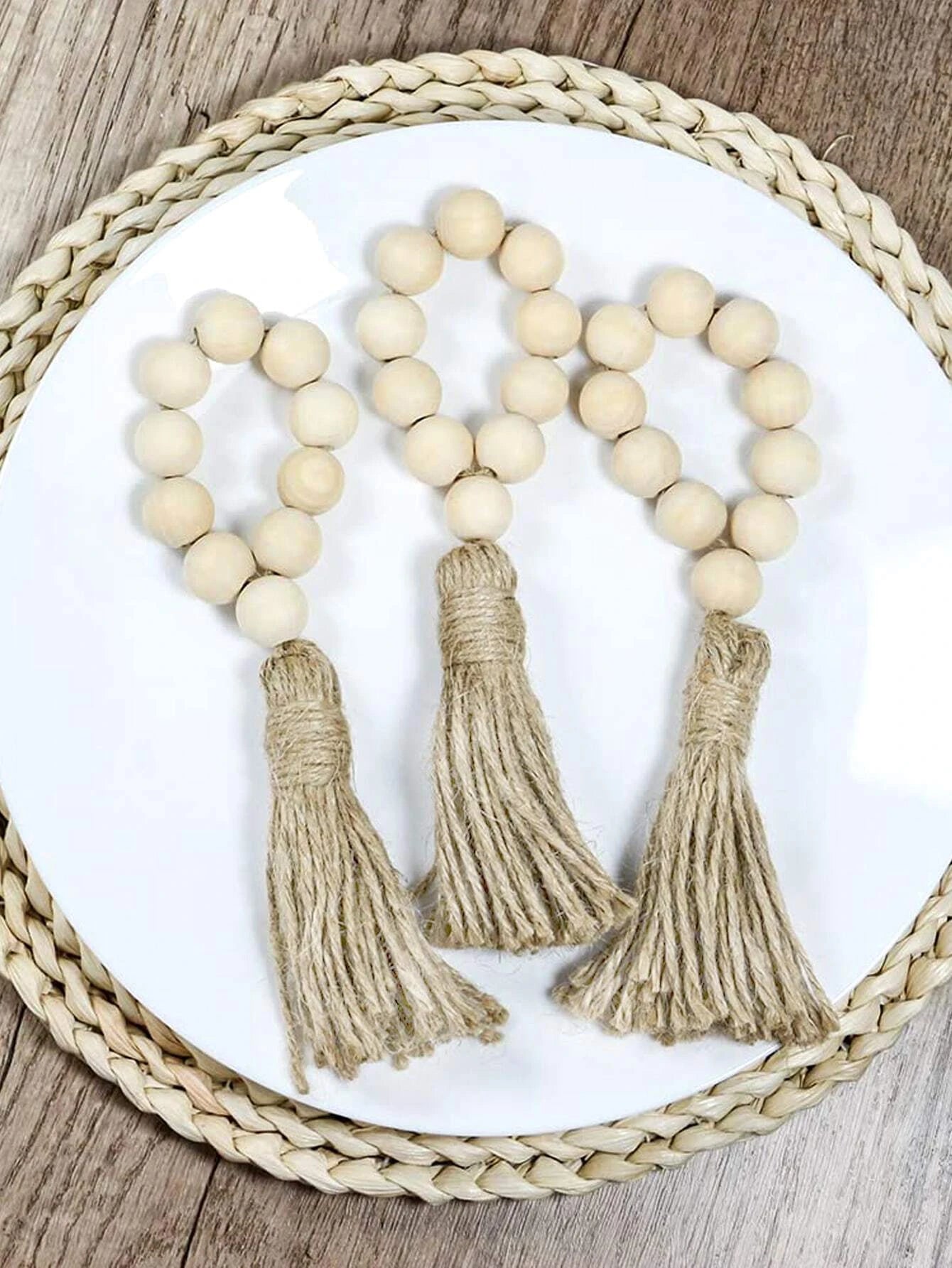 Bead & Tassel Napkin Rings - set of 6