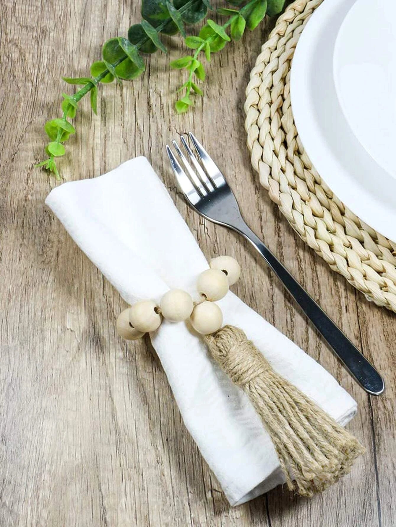 Bead & Tassel Napkin Rings - set of 6