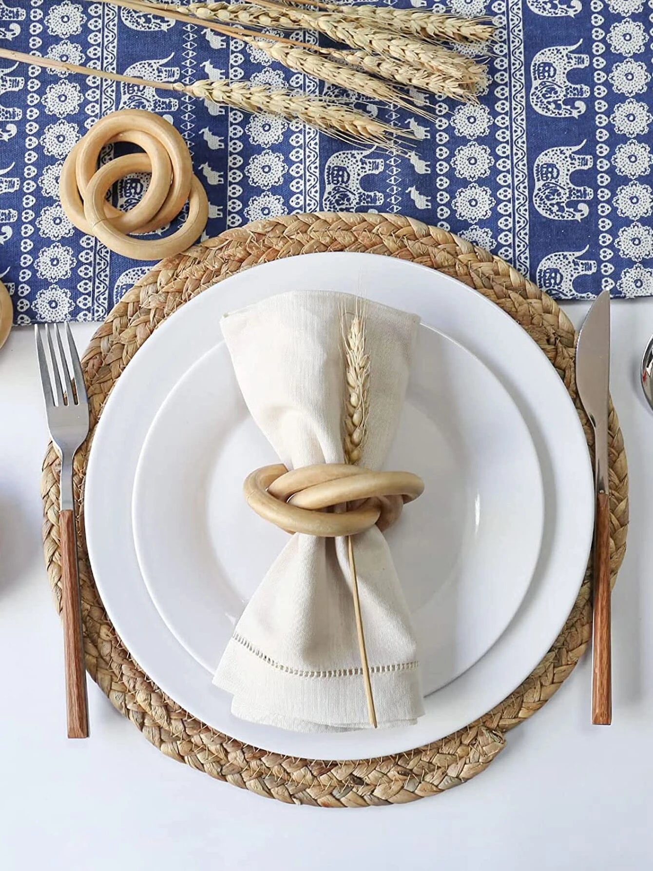 Wooden Layered Napkin Ring - set of 6