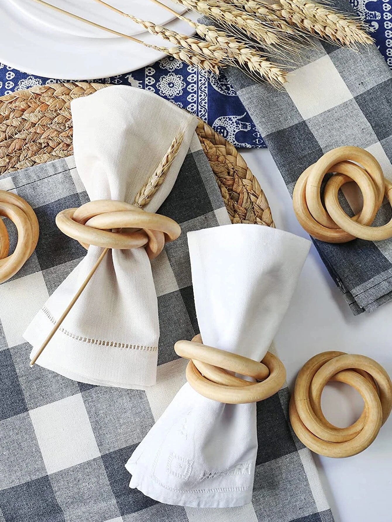 Wooden Layered Napkin Ring - set of 6