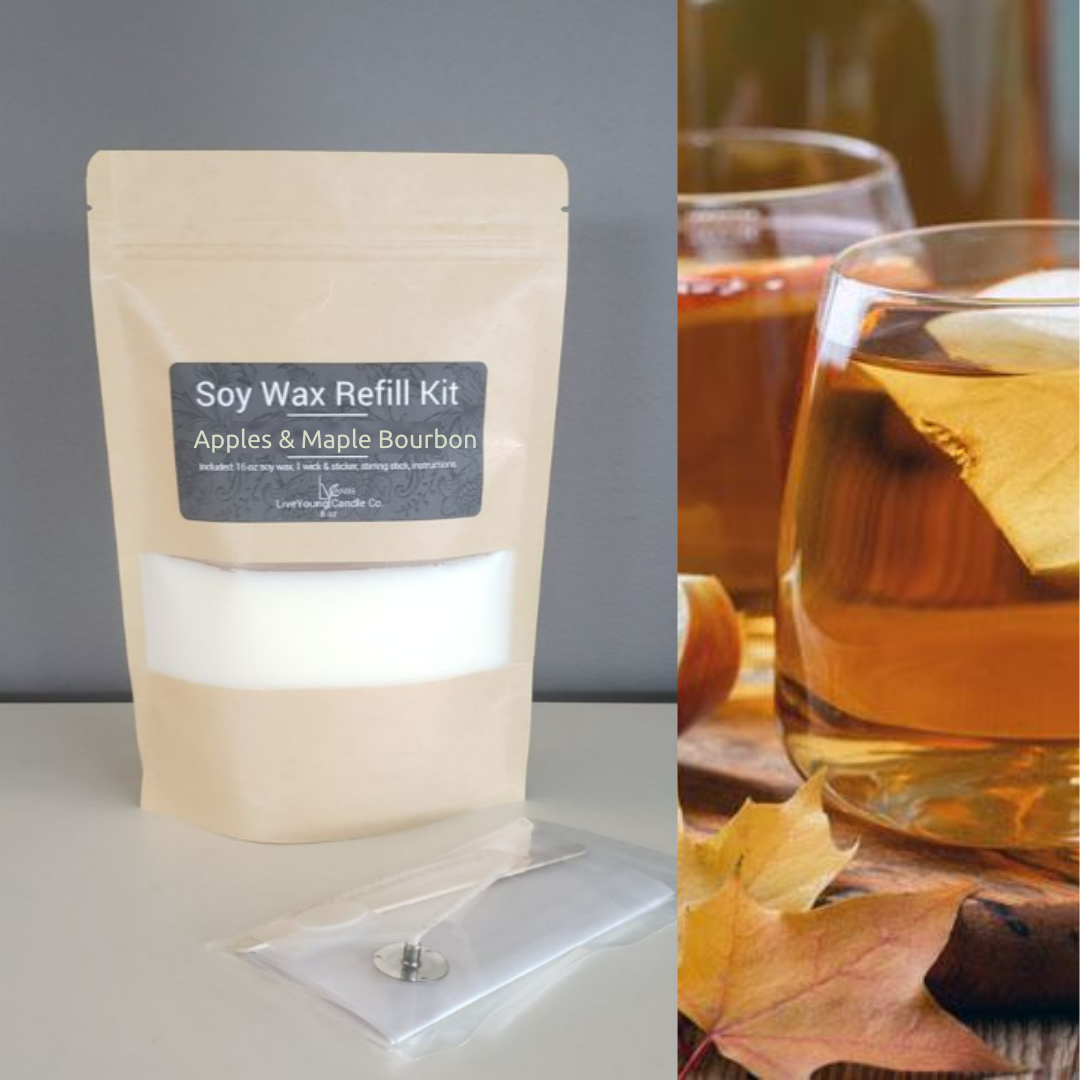 Candle Refill Kit 8oz - Apples & Maple Bourbon