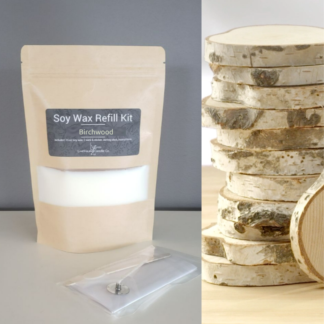 Candle Refill Kit 8oz - Birchwood