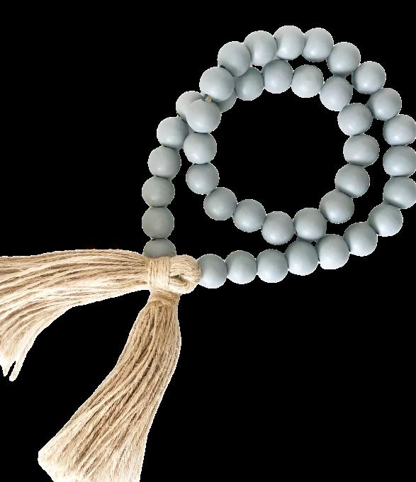 39" Wood Bead Garland - Grey