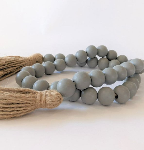 39" Wood Bead Garland - Grey