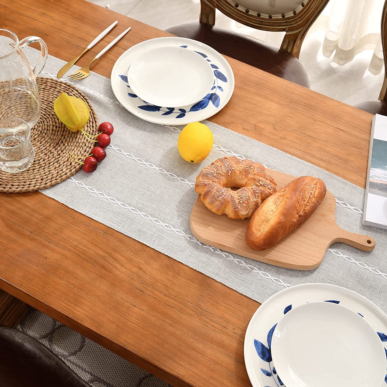 Grey Linen Table Runner