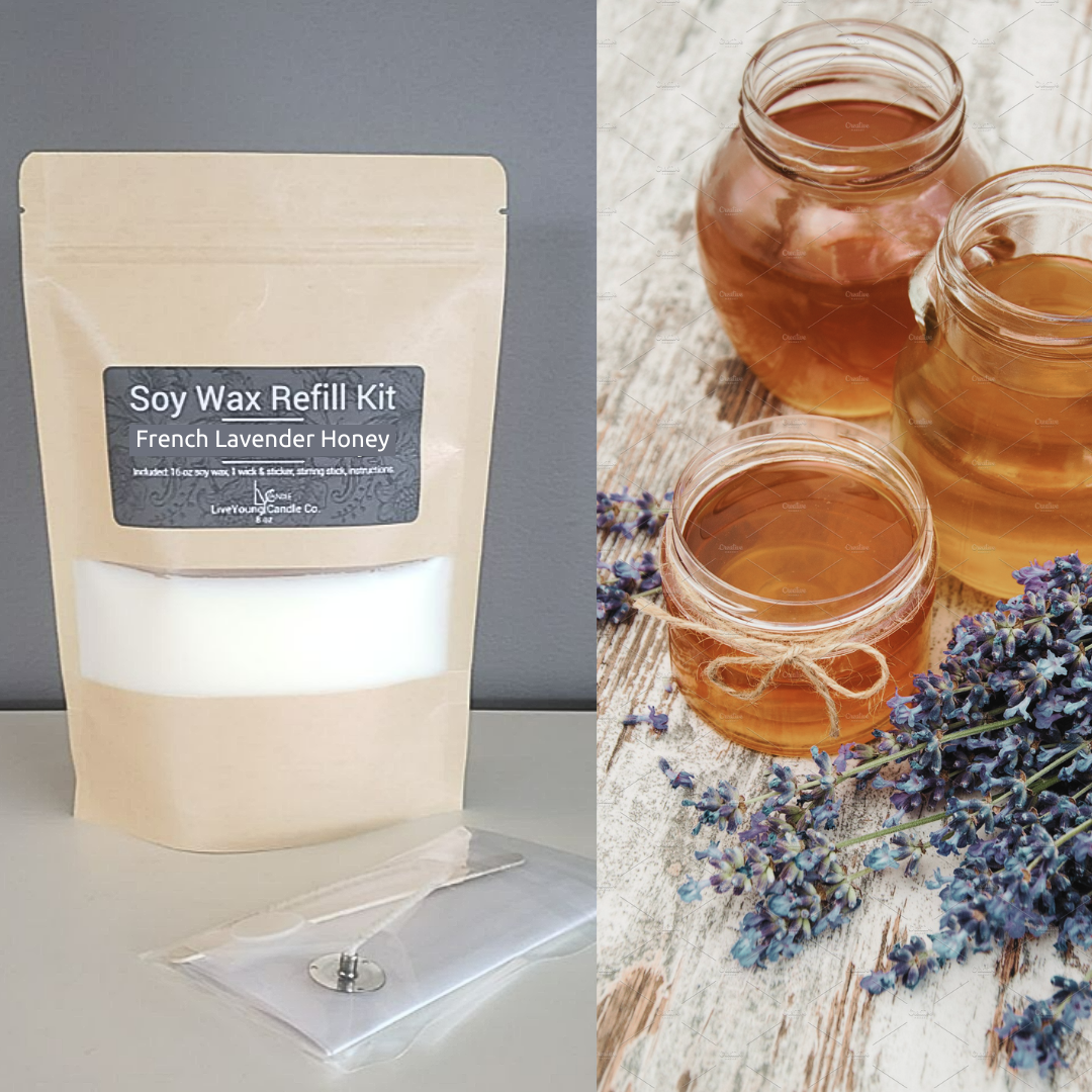 Candle Refill Kit 8oz  - French Lavender & Honey