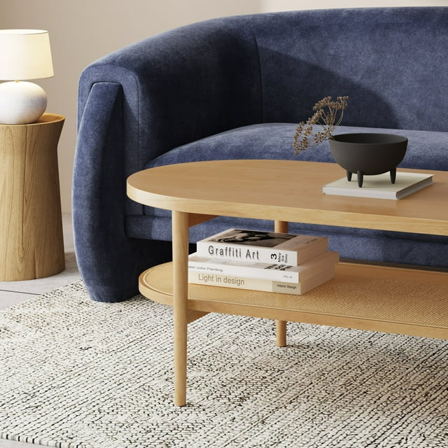 Oval Cane Coffee Table
