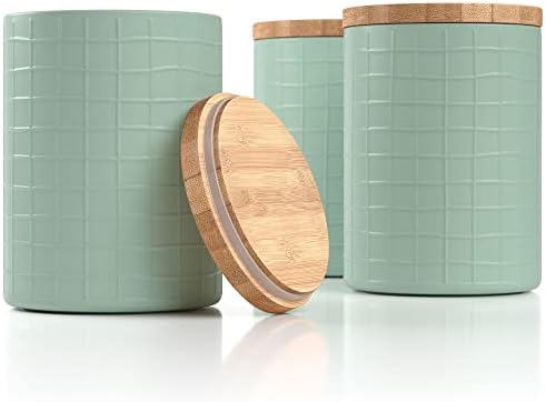 Mint Kitchen Canister w/ Bamboo Lid