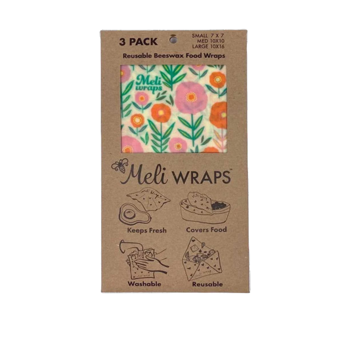 Meli Wraps Reusable and Eco-Friendly Beeswax Food Wraps - Bloom