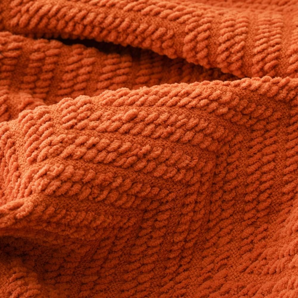 Cozy Knit Throw Blanket (Burnt Orange)