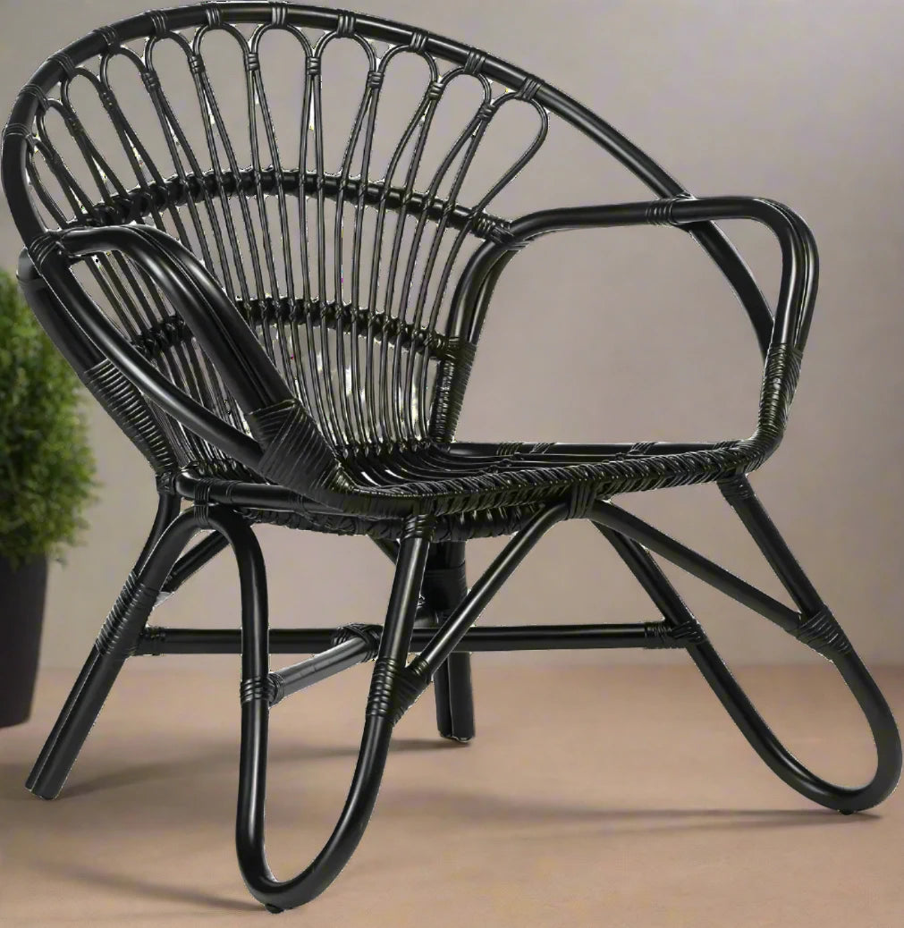 Black Rattan Peacock Chair