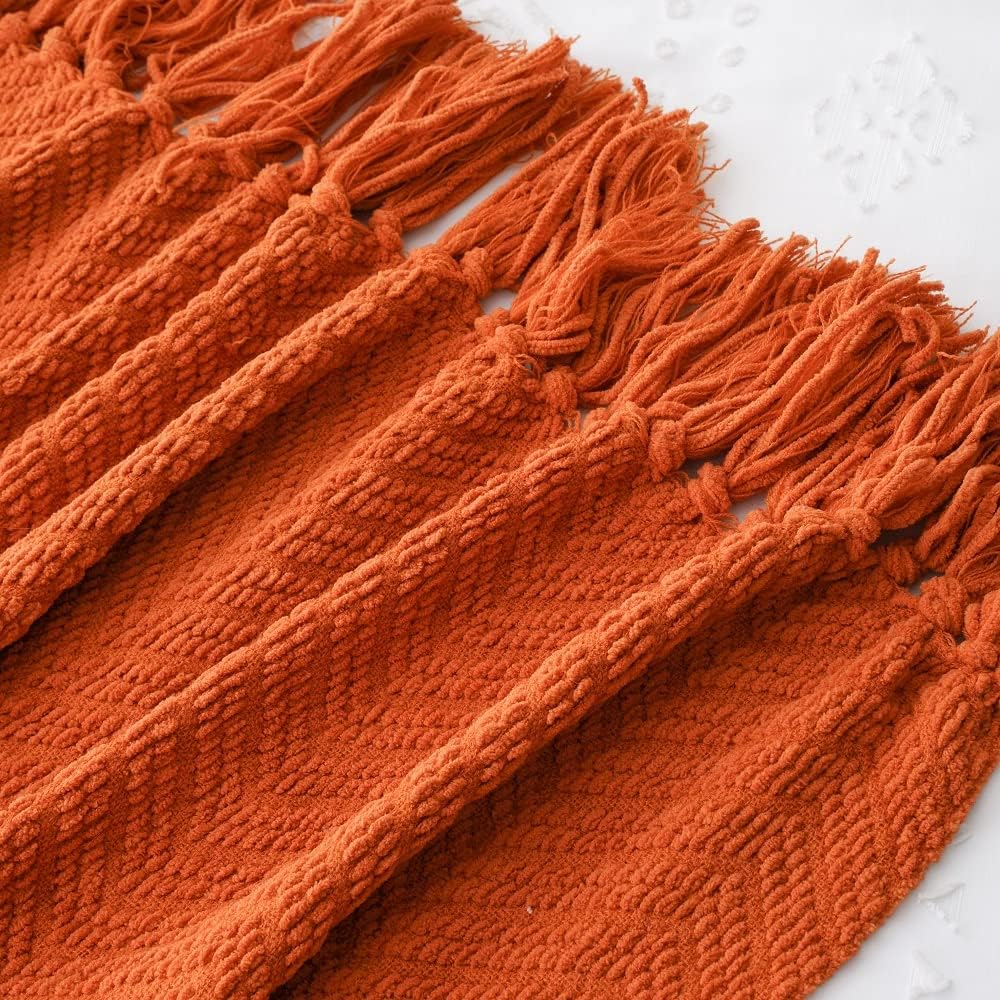 Cozy Knit Throw Blanket (Burnt Orange)