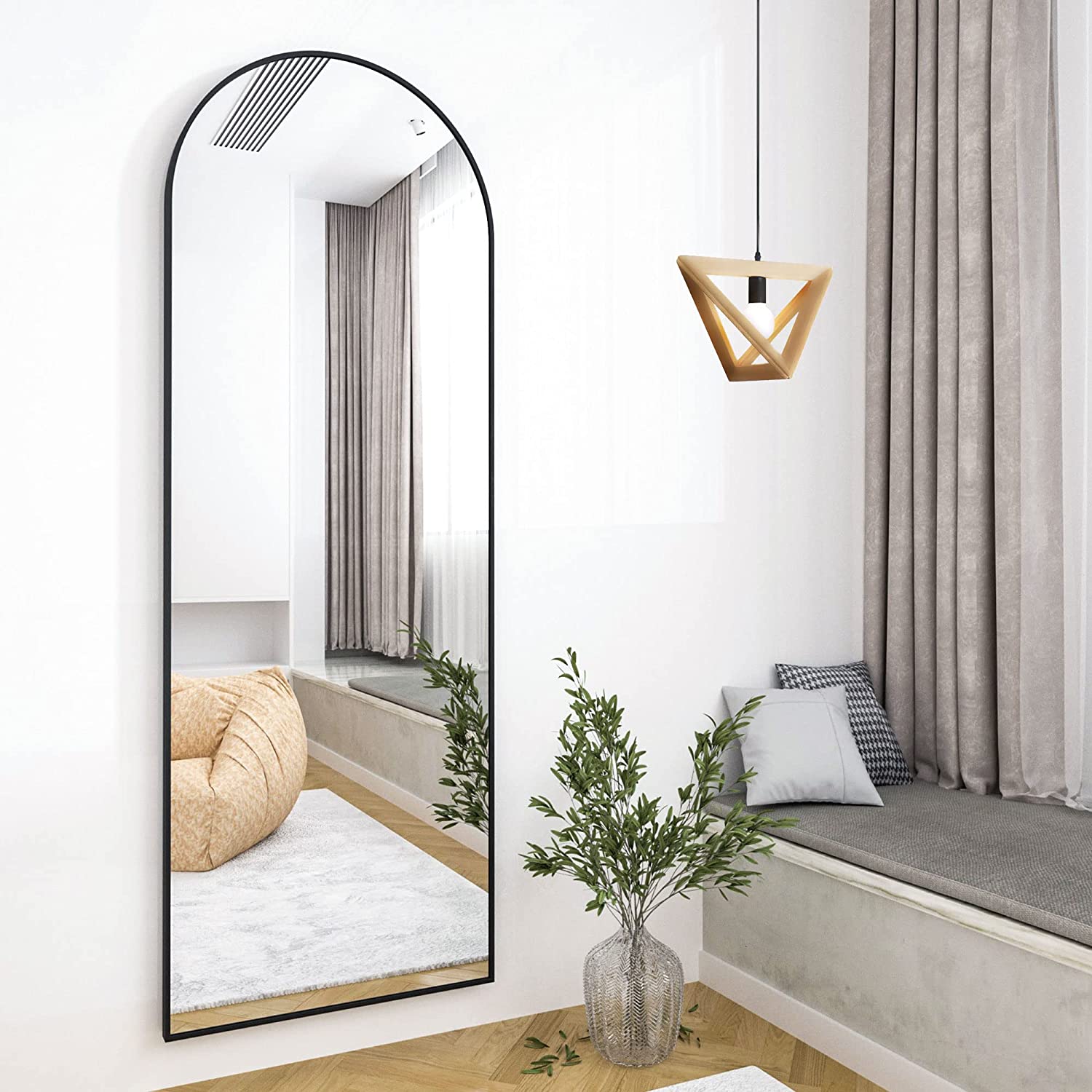 Full Length mounted arched mirror BLK