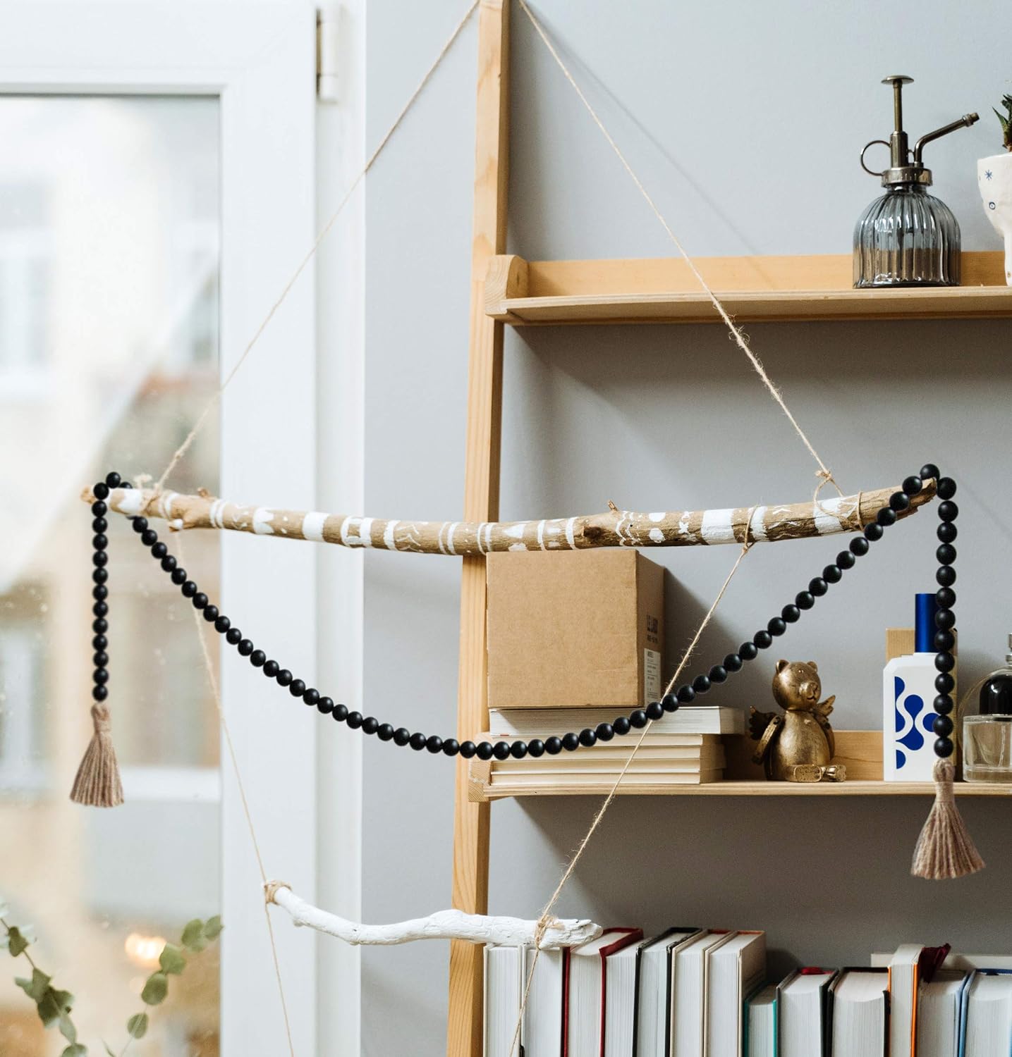 58" Wood bead garland w/ tassels