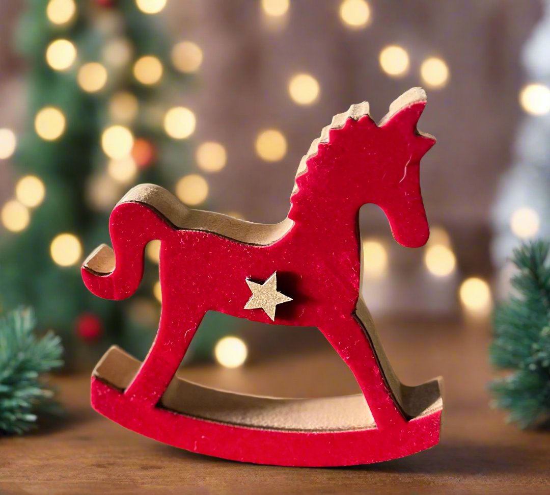 Wooden Velvet Rocking Horse