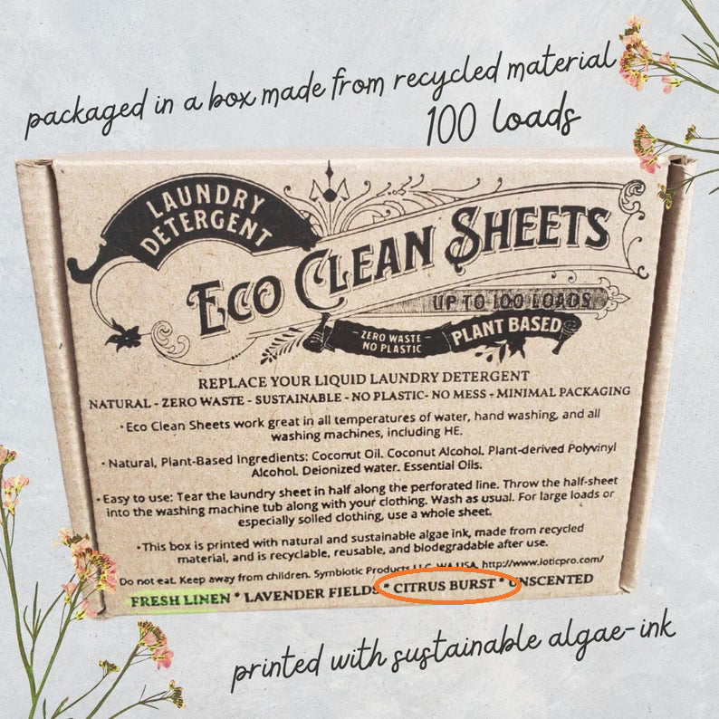 Eco Clean Concentrated Laundry Detergent Sheets (50 sheets/100 loads)