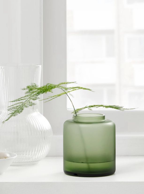 Frosted Green Glass Vase