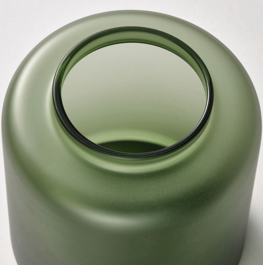 Frosted Green Glass Vase