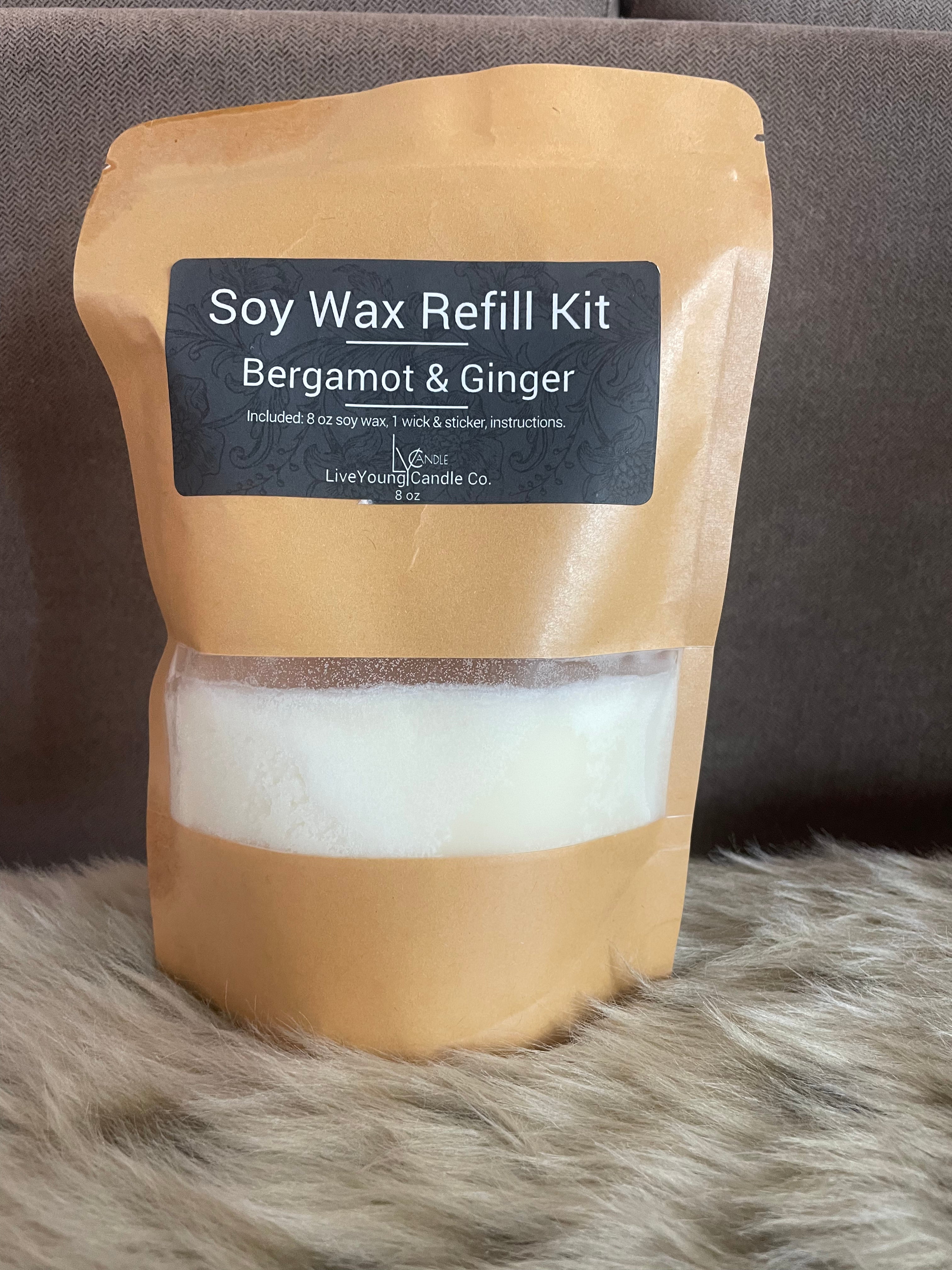 Candle Refill Kit 8oz - Bergamot & Ginger