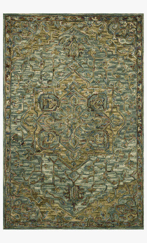 Victorian Wool Hooked Rug - Dark Green / Tobacco - 7'-9" X 9'-9"