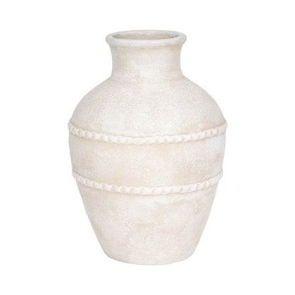 Textured Terracotta Vase - White