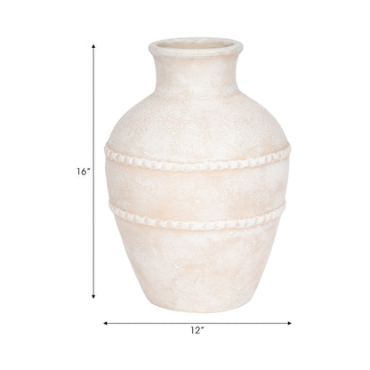 Textured Terracotta Vase - White